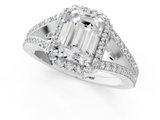 White gold Emerald Halo Split Shank Diamond Ring with Prong Setting_21