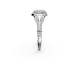 White gold Emerald Halo Split Shank Diamond Ring with Prong Setting_22