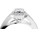 White gold Emerald Halo Split Shank Diamond Ring with Prong Setting_24