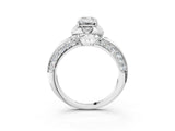 White gold Emerald Halo Split Shank Pave Diamond Ring with Petal Prong Setting_23