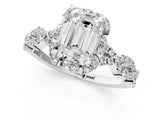White gold Emerald Halo Twist Band Solitaire Ring with Six-Prong Setting_33