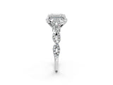 White gold Emerald Halo Twist Band Solitaire Ring with Six-Prong Setting_34