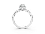 White gold Emerald Halo Twist Band Solitaire Ring with Six-Prong Setting_35