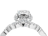 White gold Emerald Halo Twist Band Solitaire Ring with Six-Prong Setting_36