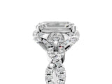 White gold Emerald Halo Twist Band Solitaire Ring with Six-Prong Setting_37