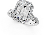 White gold Emerald Halo Twist Band Solitaire Ring_20