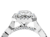White gold Emerald Halo Twist Band Solitaire Ring_23