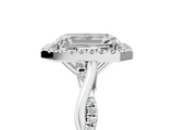White gold Emerald Halo Twist Band Solitaire Ring_24