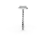 White gold Emerald Halo Twisted Band Four-Prong Diamond Ring_21