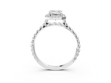 White gold Emerald Halo Twisted Band Four-Prong Diamond Ring_22