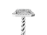 White gold Emerald Halo Twisted Band Four-Prong Diamond Ring_24