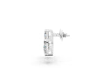 14K White Gold 0.83 Carat E-F VVS-VS Emerald, Marquise and Pear Diamond Mosaic Three Stone Fan Earrings