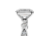 White gold Emerald Milgrain Bezel Diamond Engagement Ring with Solitaire Prong Setting_205