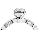 White gold Emerald Milgrain Bezel Diamond Engagement Ring with Solitaire Prong Setting_207