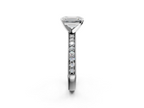 White gold Emerald Milgrain Pave Diamond Engagement Ring with Four-Prong Setting_169