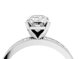 White gold Emerald Milgrain Pave Diamond Engagement Ring with Four-Prong Setting_171