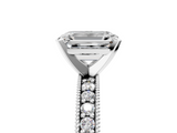 White gold Emerald Milgrain Pave Diamond Engagement Ring with Four-Prong Setting_172