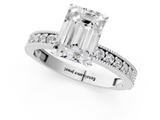 White gold Emerald Milgrain Pave Diamond Engagement Ring with Four-Prong Setting_176