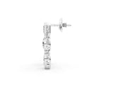 White gold Emerald, Round and Pear Diamond Bezel Drop Earrings_9