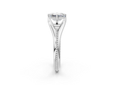 White gold Emerald Solitaire Beaded Band Six-Prong Setting_2