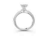 White gold Emerald Solitaire Beaded Band Six-Prong Setting_3