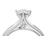 White gold Emerald Solitaire Beaded Band Six-Prong Setting_8