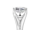 White gold Emerald Solitaire Beaded Band Six-Prong Setting_9