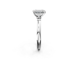 White gold Emerald Solitaire Beaded Band with Four-Prong Setting_68
