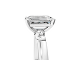 White gold Emerald Solitaire Beaded Band with Four-Prong Setting_71