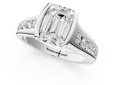 White gold Emerald Solitaire Bezel-Set Diamond Ring with Channel-Set Band_57