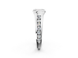 White gold Emerald Solitaire Bezel-Set Diamond Ring with Channel-Set Band_58