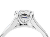 White gold Emerald Solitaire Bezel-Set Diamond Ring with Channel-Set Band_60