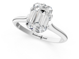 White gold Emerald Solitaire Cathedral Diamond Ring with Six-Prong Setting_26
