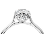 White gold Emerald Solitaire Cathedral Diamond Ring with Six-Prong Setting_29