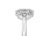 White gold Emerald Solitaire Cathedral Diamond Ring with Six-Prong Setting_30