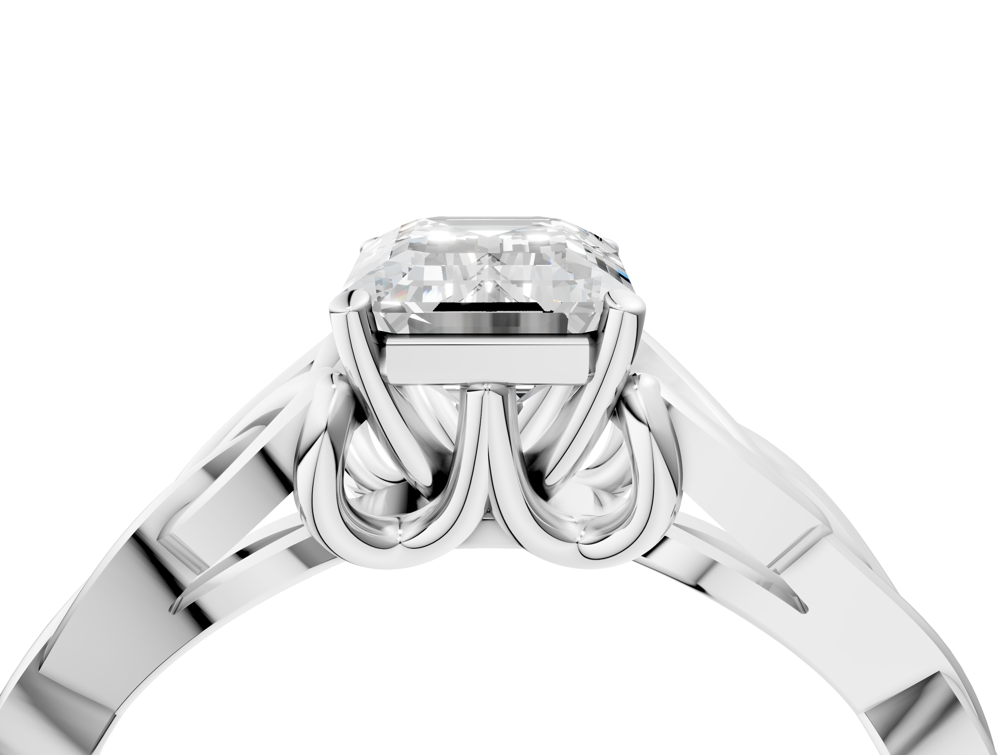 White gold Emerald Solitaire Celtic Knot Engagement Ring with Four-Prong Setting_68