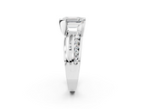 14K White Gold 3.73 Carat E VS1 Emerald Solitaire Channel-Set Split Shank Ring with Tension Prong Setting
