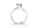 14K White Gold 3.73 Carat E VS1 Emerald Solitaire Channel-Set Split Shank Ring with Tension Prong Setting