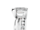 14K White Gold 3.73 Carat E VS1 Emerald Solitaire Channel-Set Split Shank Ring with Tension Prong Setting