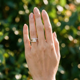 14K White Gold 3.73 Carat E VS1 Emerald Solitaire Channel-Set Split Shank Ring with Tension Prong Setting