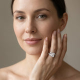 14K White Gold 3.73 Carat E VS1 Emerald Solitaire Channel-Set Split Shank Ring with Tension Prong Setting