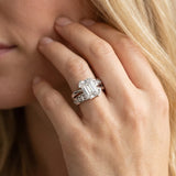 14K White Gold 3.73 Carat E VS1 Emerald Solitaire Channel-Set Split Shank Ring with Tension Prong Setting