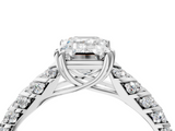 White gold Emerald Solitaire Chevron Pave Diamond Engagement Ring with Six-Prong Setting_7