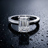 White gold Emerald Solitaire Diamond Engagement Ring with Four-Prong Setting on a Classic Band_16