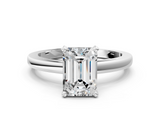 White gold Emerald Solitaire Diamond Engagement Ring with Four-Prong Setting on a Classic Band_34
