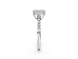 White gold Emerald Solitaire Diamond Engagement Ring with Pavé Band and Six-Prong Setting_58