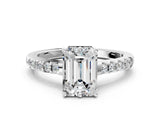 White gold Emerald Solitaire Diamond Engagement Ring with Pavé Band and Six-Prong Setting_59