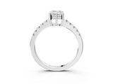 White gold Emerald Solitaire Diamond Engagement Ring with Pavé Band and Six-Prong Setting_59