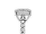 White gold Emerald Solitaire Diamond Engagement Ring with Pavé Band and Six-Prong Setting_64