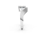White gold Emerald Solitaire Diamond Engagement Ring with Pave Band and Four-Prong Setting 2